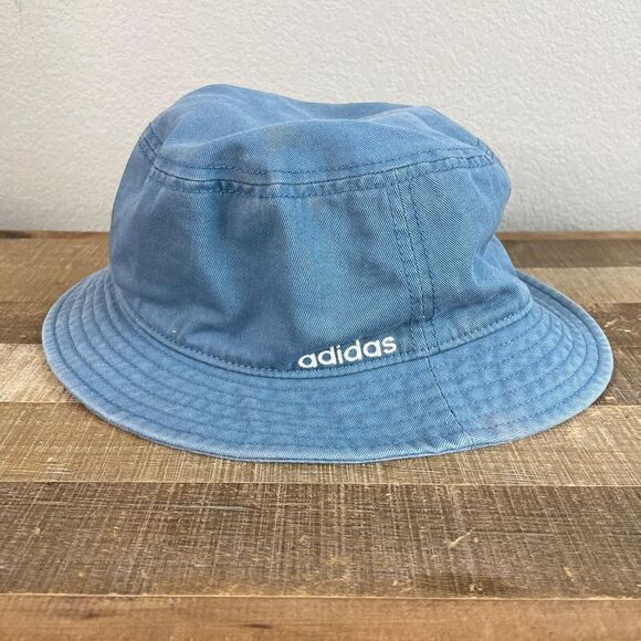 Adidas Aeroready Bucket Hat Cap Mens M / L Blue Canvas Cotton‎ Embroidered - Picture 1 of 5